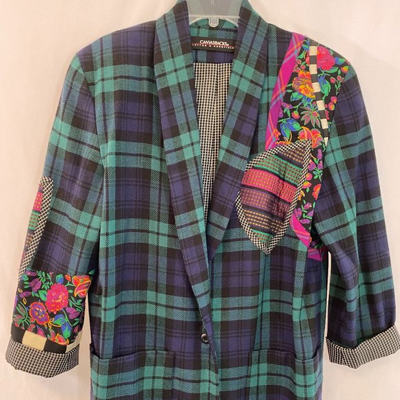 SOLD Canvasbacks Lutton & Horsefield Mixed Media Plaid Blazer NWOT - Picture 1 of 15